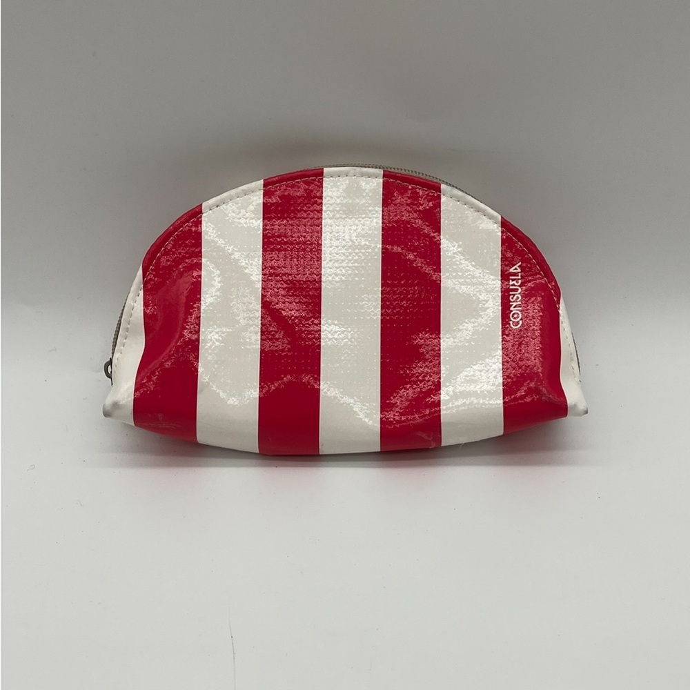 Rare Consuela Hot Pink & White Striped Cosmetic Pouch